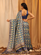 White Silk Blend Woven Zari Design Ethnic Motifs Saree with Unstitched Blouse - Hiral Fashion