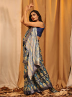 White Silk Blend Woven Zari Design Ethnic Motifs Saree with Unstitched Blouse - Hiral Fashion