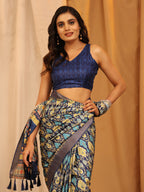 White Silk Blend Woven Zari Design Ethnic Motifs Saree with Unstitched Blouse - Hiral Fashion