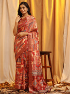 Cream Silk Blend Woven Zari Design Ethnic Motifs Saree with Unstitched Blouse - Hiral Fashion