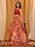 Cream Silk Blend Woven Zari Design Ethnic Motifs Saree with Unstitched Blouse - Hiral Fashion
