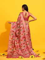 Green Silk Blend Woven Zari Design Paisley Saree with Unstitched Blouse - Hiral Fashion