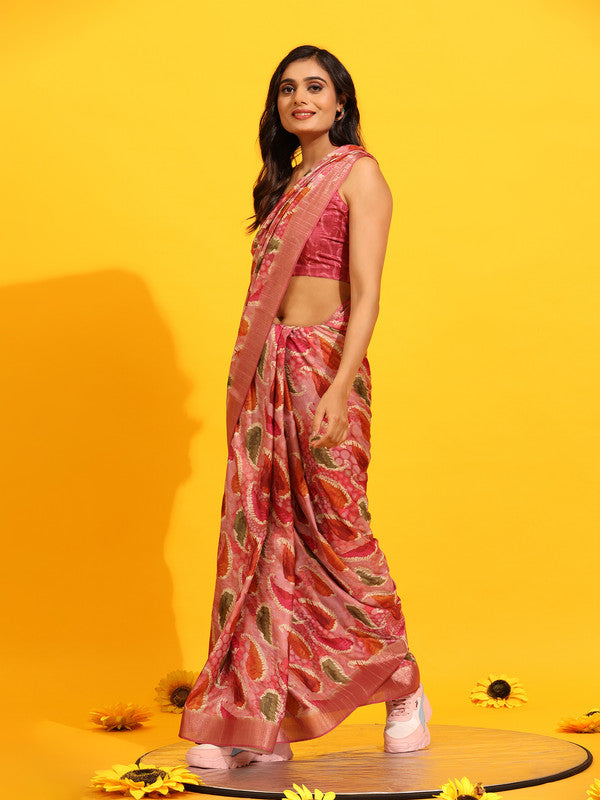Green Silk Blend Woven Zari Design Paisley Saree with Unstitched Blouse - Hiral Fashion