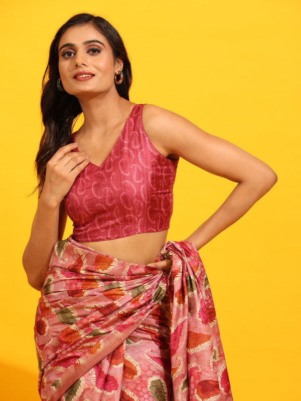 Green Silk Blend Woven Zari Design Paisley Saree with Unstitched Blouse - Hiral Fashion