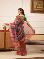 Hiral Fashion Blue Banarasi Silk Cotton Floral Digital Print Saree