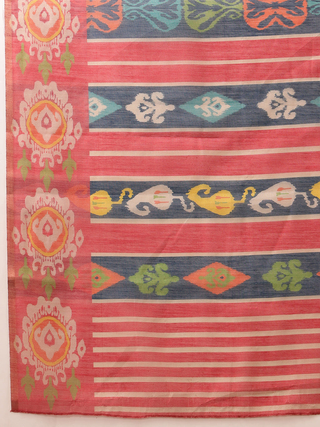 Hiral Fashion Blue Banarasi Silk Cotton Floral Digital Print Saree