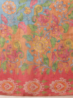 Hiral Fashion Blue Banarasi Silk Cotton Floral Digital Print Saree