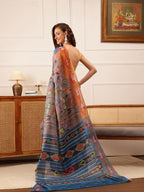 Hiral Fashion Grey Banarasi Silk Cotton Floral Digital Print Saree