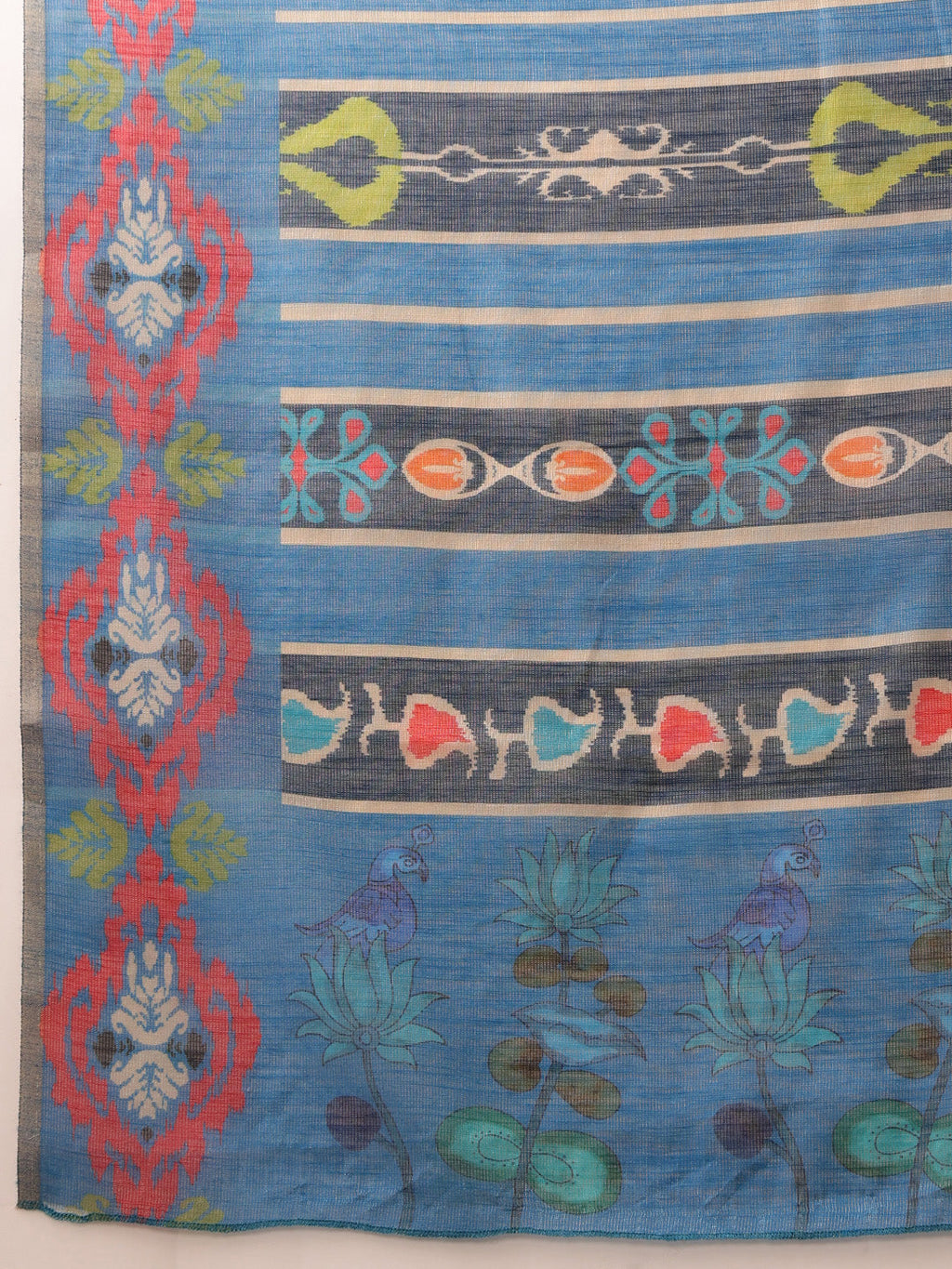 Hiral Fashion Grey Banarasi Silk Cotton Floral Digital Print Saree