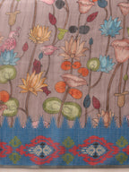 Hiral Fashion Grey Banarasi Silk Cotton Floral Digital Print Saree