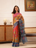 Hiral Fashion Mustard Banarasi Silk Cotton Floral Digital Print Saree