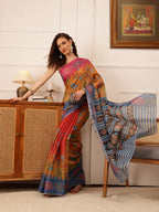 Hiral Fashion Mustard Banarasi Silk Cotton Floral Digital Print Saree