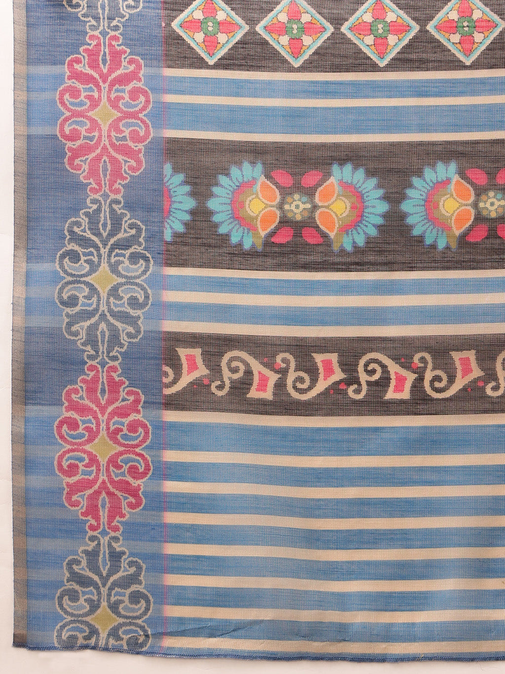Hiral Fashion Mustard Banarasi Silk Cotton Floral Digital Print Saree
