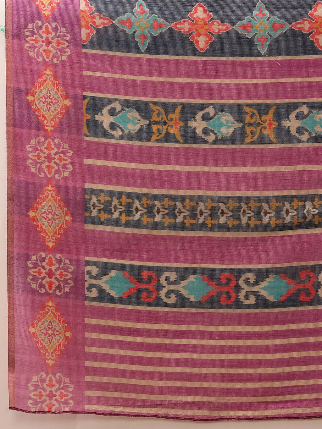 Hiral Fashion Purple Banarasi Silk Cotton Floral Digital Print Saree