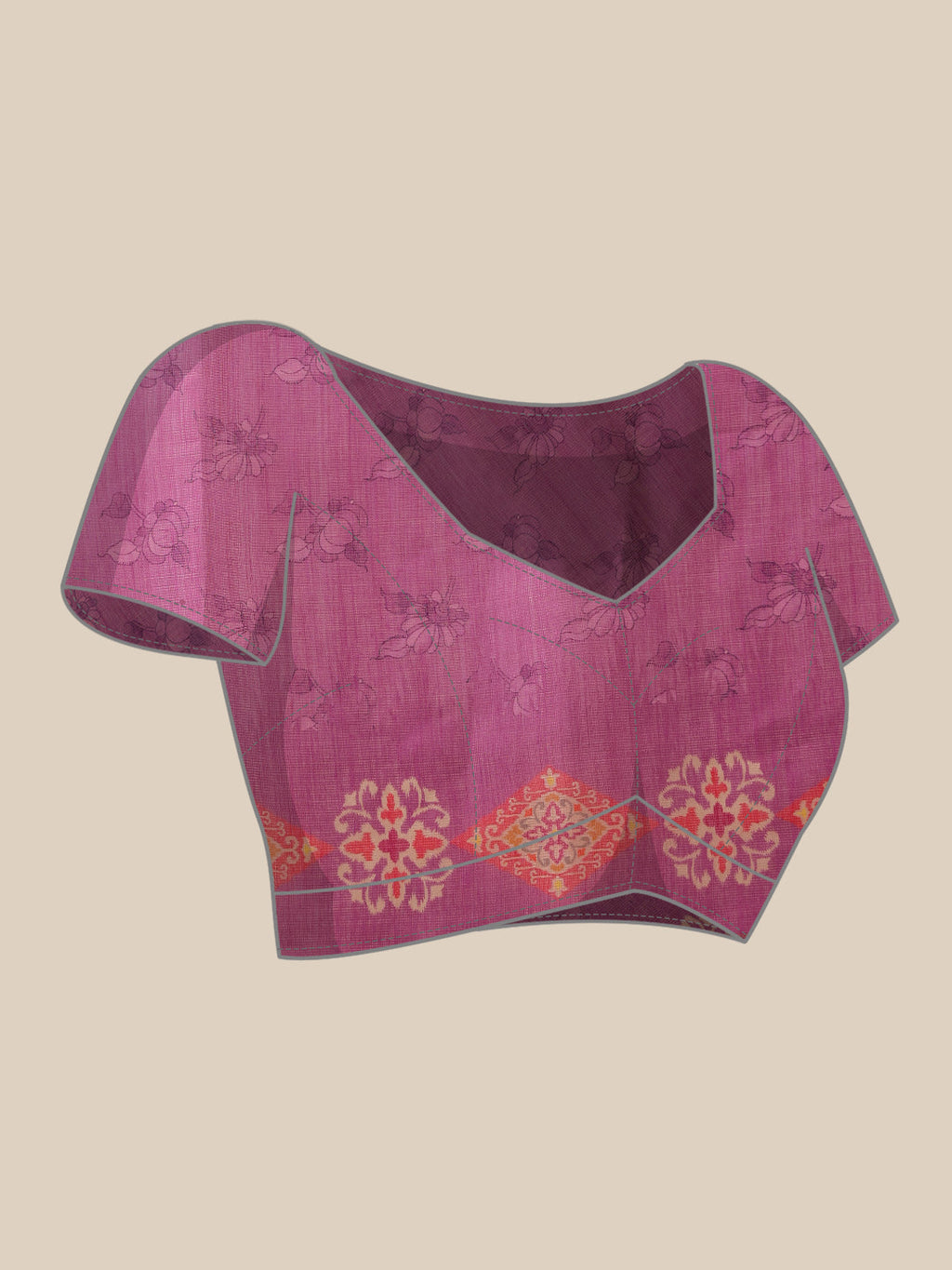Hiral Fashion Purple Banarasi Silk Cotton Floral Digital Print Saree