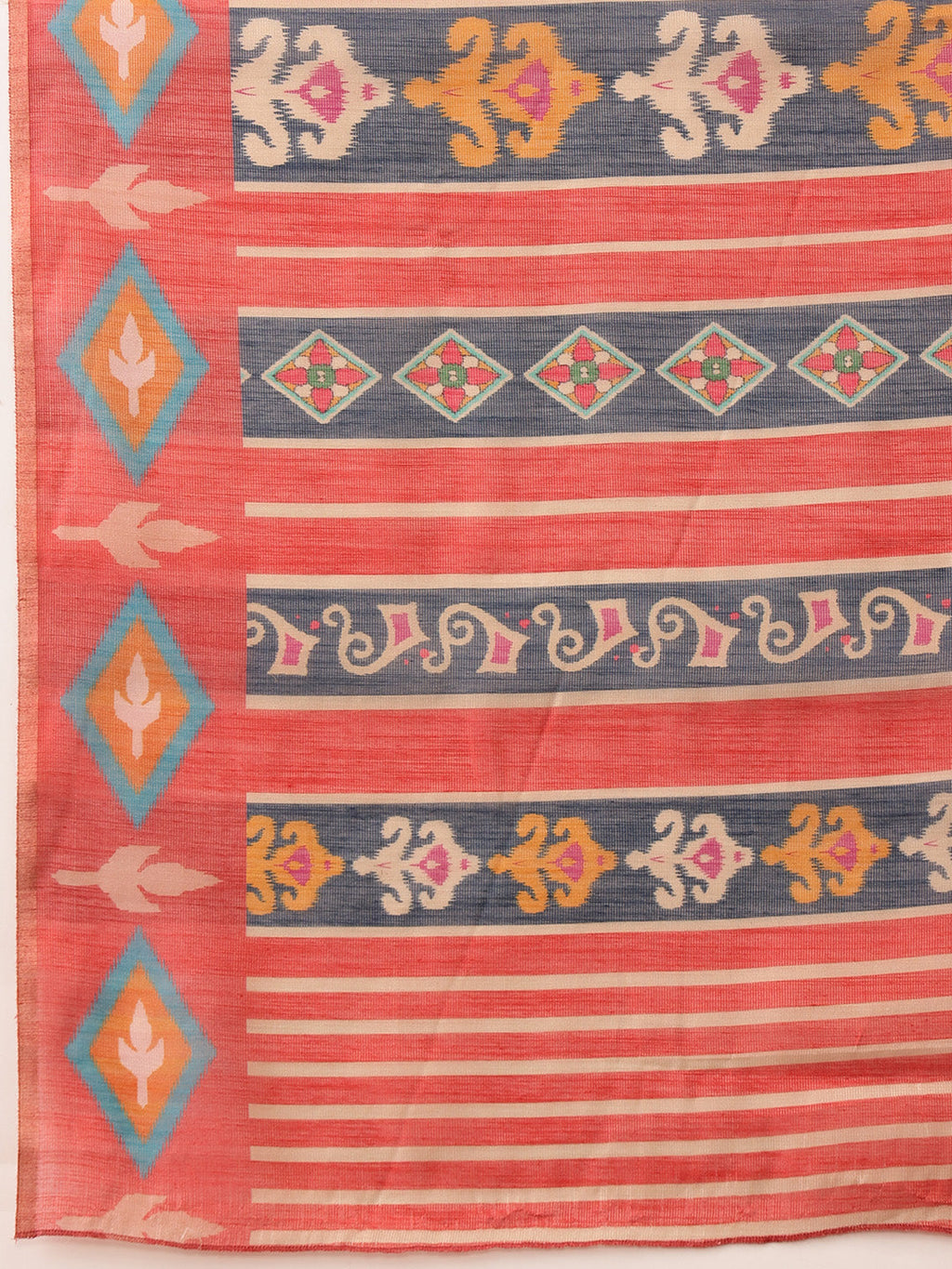 Hiral Fashion Red Banarasi Silk Cotton Floral Digital Print Saree