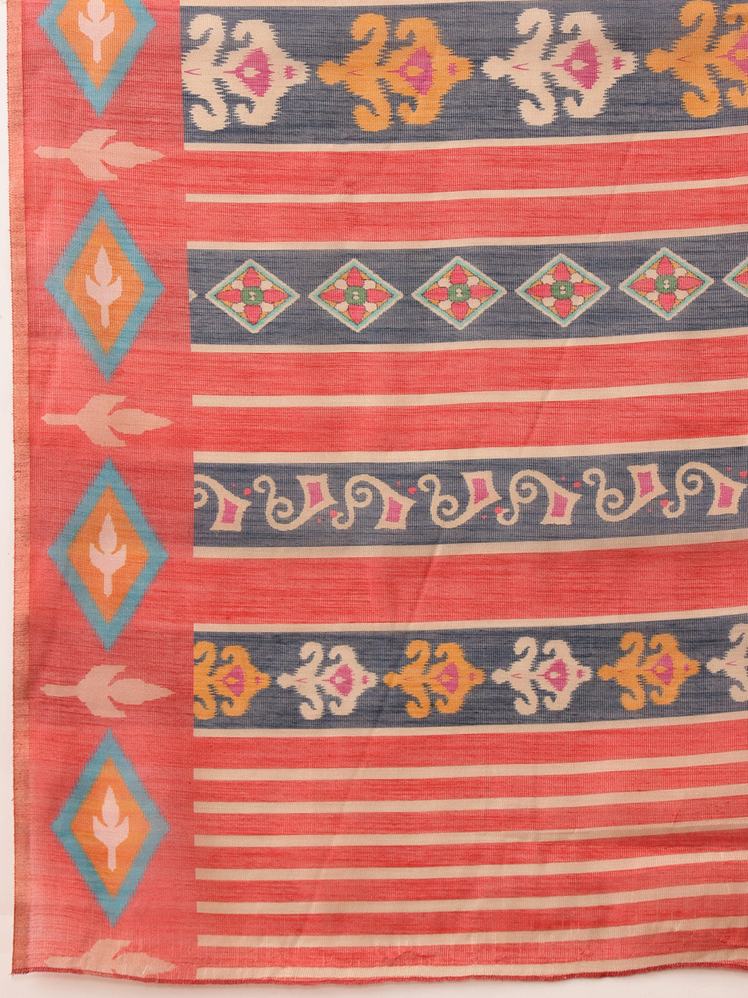 Hiral Fashion Red Banarasi Silk Cotton Floral Digital Print Saree