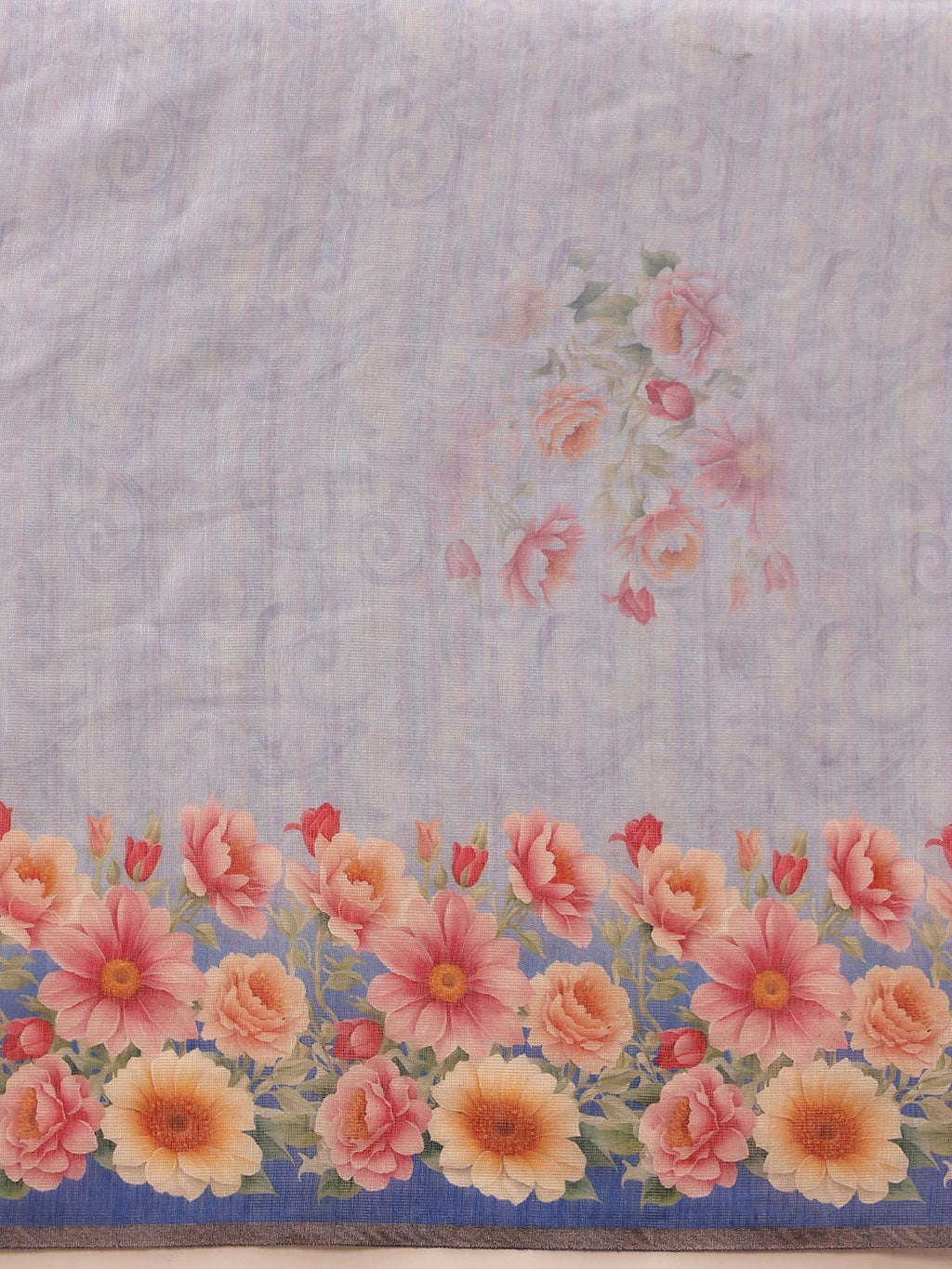 Hiral Fashion Blue Banarasi Silk Cotton Floral Digital Print Saree
