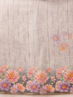 Hiral Fashion Grey Banarasi Silk Cotton Floral Digital Print Saree