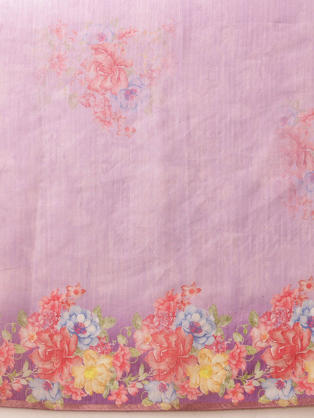 Hiral Fashion Lavender Banarasi Silk Cotton Floral Digital Print Saree