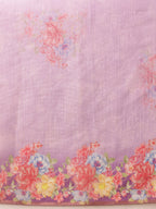 Hiral Fashion Lavender Banarasi Silk Cotton Floral Digital Print Saree