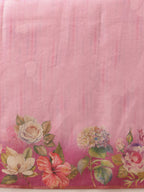 Hiral Fashion Pink Banarasi Silk Cotton Floral Digital Print Saree