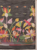 Hiral Fashion Black Banarasi Cotton Blend Floral Digital Printed Saree
