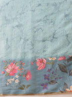 Hiral Fashion Blue Banarasi Cotton Silk Floral Digital Printed Saree