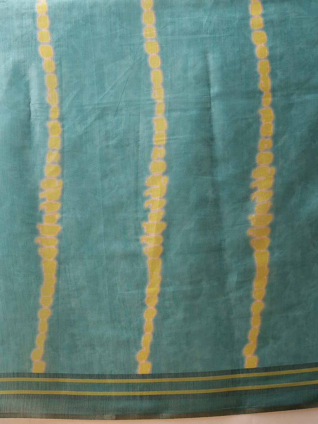 Hiral Fashion Teal Banarasi Cotton Silk Lahariya Digital Printed Saree