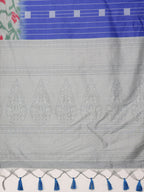 Blue Silk Blend Digital Print Striped Saree with Unstitched Blouse - Hiral Fashion
