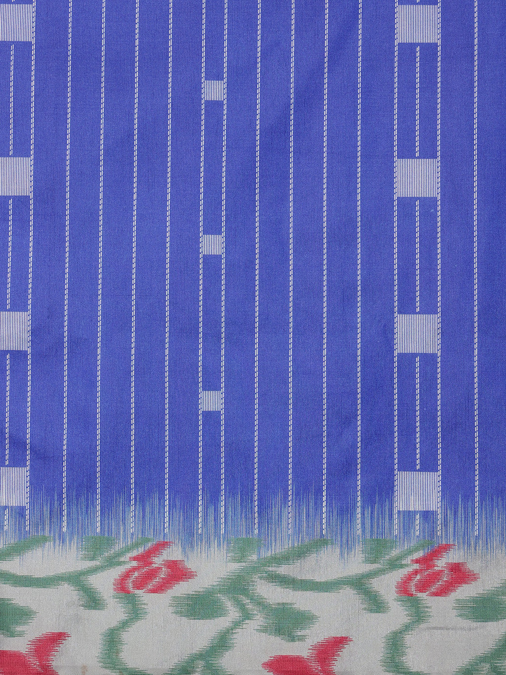 Blue Silk Blend Digital Print Striped Saree with Unstitched Blouse - Hiral Fashion