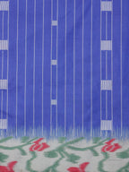 Blue Silk Blend Digital Print Striped Saree with Unstitched Blouse - Hiral Fashion