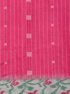 Pink Silk Blend Digital Print Striped Saree with Unstitched Blouse - Hiral Fashion