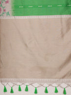 Green Silk Blend Digital Print Striped Saree with Unstitched Blouse - Hiral Fashion