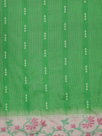 Green Silk Blend Digital Print Striped Saree with Unstitched Blouse - Hiral Fashion