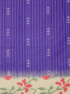 Royal Blue Silk Blend Digital Print Striped Saree with Unstitched Blouse - Hiral Fashion
