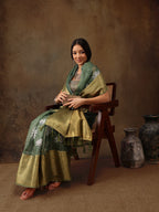 Green Munga Silk Digital Print Floral Saree with Unstitched Blouse - Hiral Fashion