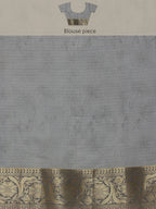 Gray Munga Silk Digital Print Floral Saree with Unstitched Blouse - Hiral Fashion