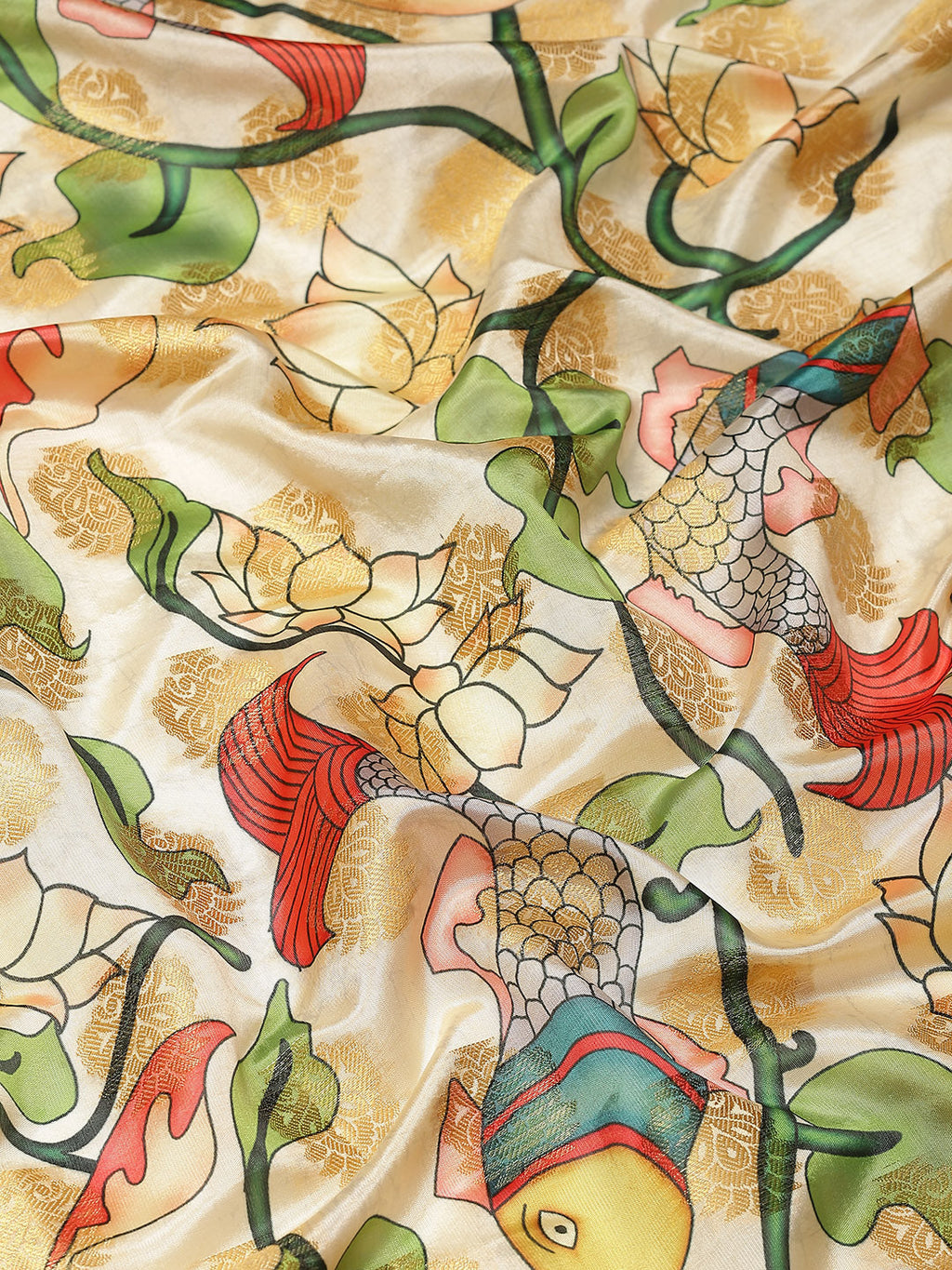Multicolor Art Silk Digital Print Floral Saree with Unstitched Blouse - Hiral Fashion