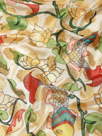 Multicolor Art Silk Digital Print Floral Saree with Unstitched Blouse - Hiral Fashion