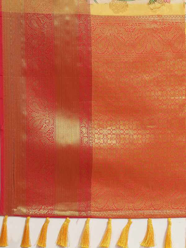 Multicolor Art Silk Digital Print Floral Saree with Unstitched Blouse - Hiral Fashion