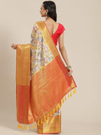 Multicolor Art Silk Digital Print Floral Saree with Unstitched Blouse - Hiral Fashion