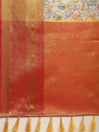Multicolor Art Silk Digital Print Floral Saree with Unstitched Blouse - Hiral Fashion