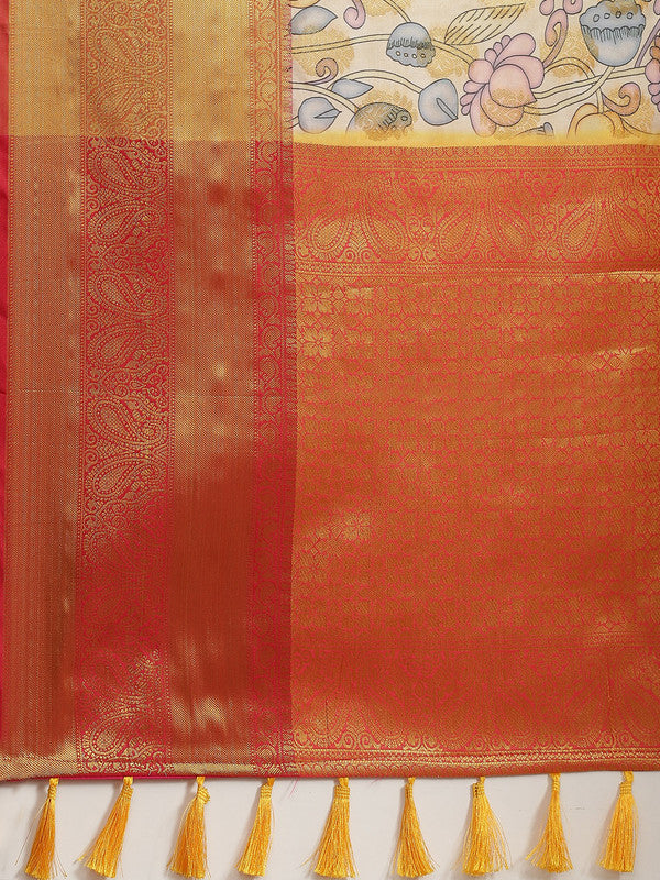 Multicolor Art Silk Digital Print Floral Saree with Unstitched Blouse - Hiral Fashion