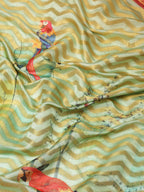 Green Art Silk Printed Abstract Saree with Unstitched Blouse - Hiral Fashion