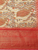 White Art Silk Printed Abstract Saree with Unstitched Blouse - Hiral Fashion