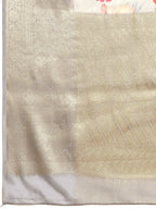 Gray Tissue Silk Digital Print Floral Saree with Unstitched Blouse - Hiral Fashion