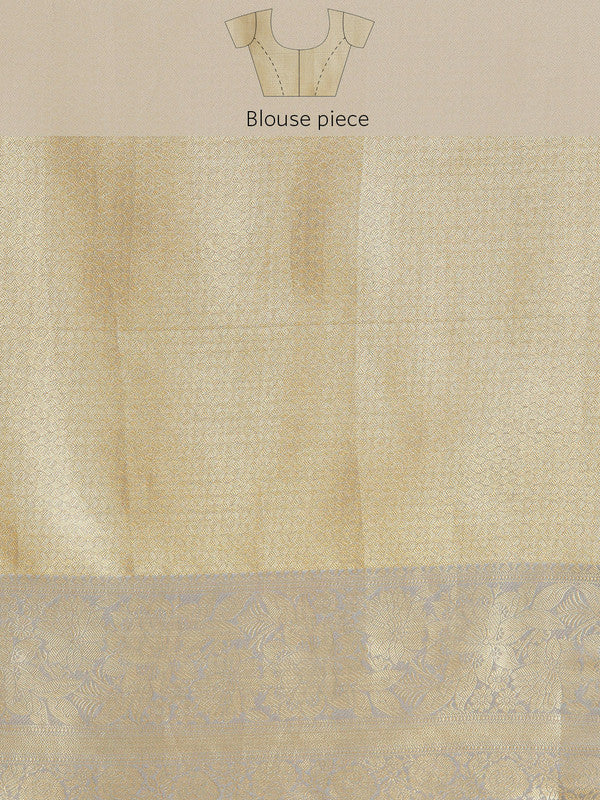 Gray Tissue Silk Digital Print Floral Saree with Unstitched Blouse - Hiral Fashion