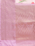 Lavender Tissue Silk Digital Print Floral Saree with Unstitched Blouse - Hiral Fashion