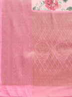 Pink Tissue Silk Digital Print Floral Saree with Unstitched Blouse - Hiral Fashion